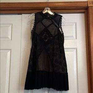 Free People Black Lace Dress with Tan Lining